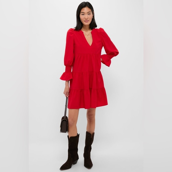 Tuckernuck Kenzo Dress Size XS Red Mini Long Sleeve Pomander Place - Picture 2 of 16